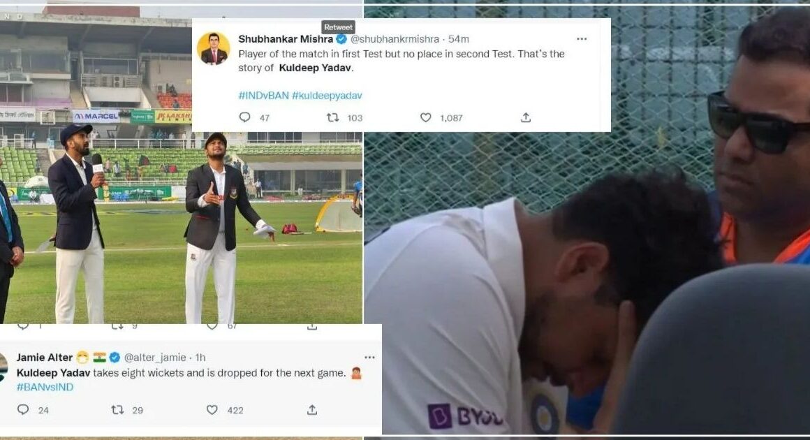 IND vs BAN: कुलदीप यादव को दूसरे टेस्ट से बाहर करने पर भड़के फैंस , कहां भगाओ यह दोनों को राहुल और ये मिलकर टीम को बर्बाद कर रहे हैं